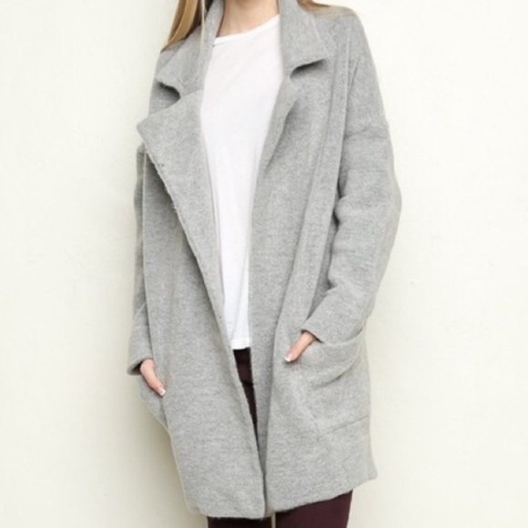 Brandy Melville Jackets & Blazers - Brandy Melville | Grey Wool Sweater Jacket OS